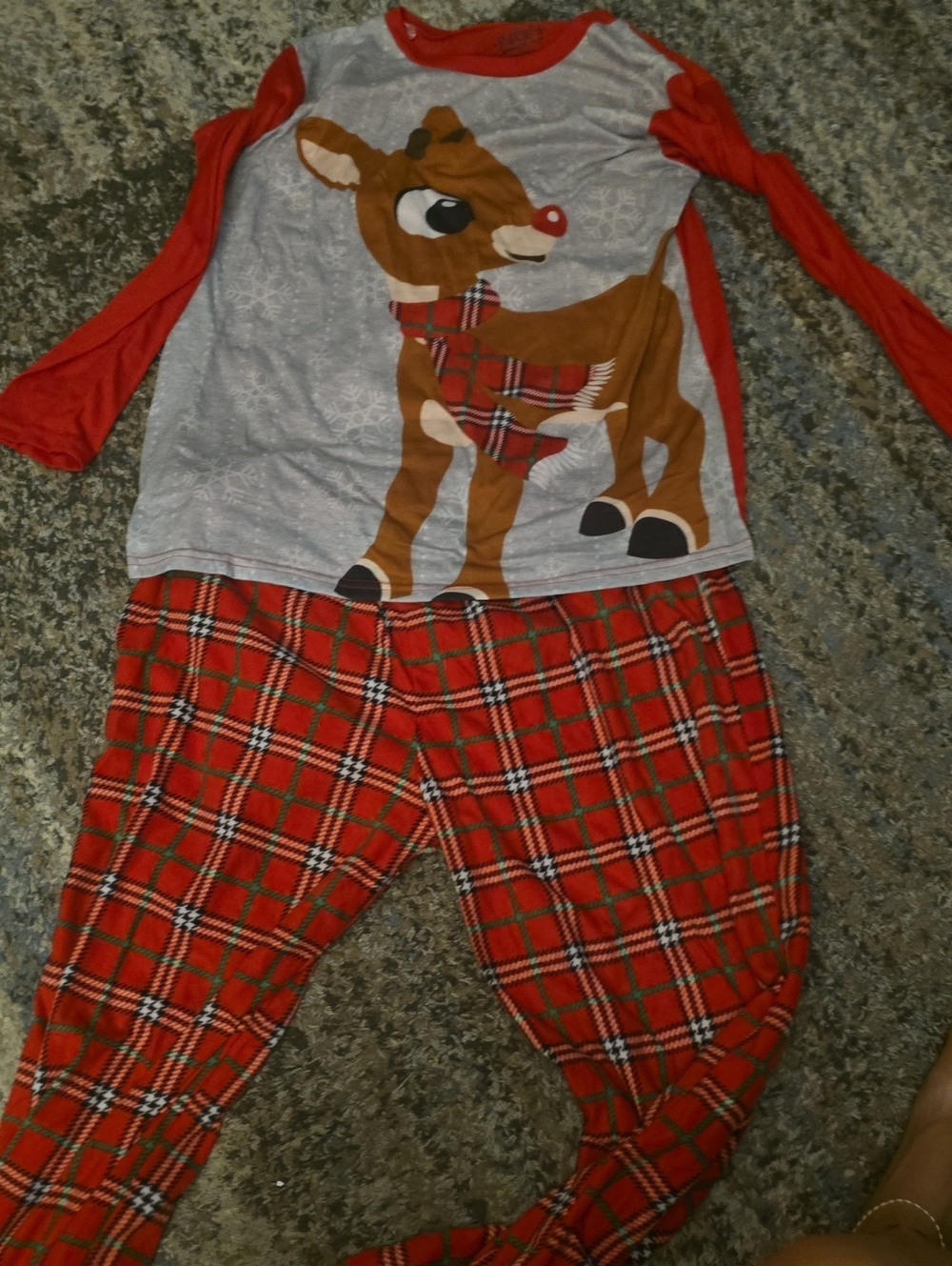 Women's Red Reindeer Plaid Pajama Set